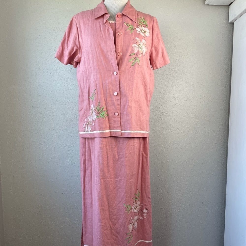 Studio Ease Pink Linen Blend Matching Top & Dress